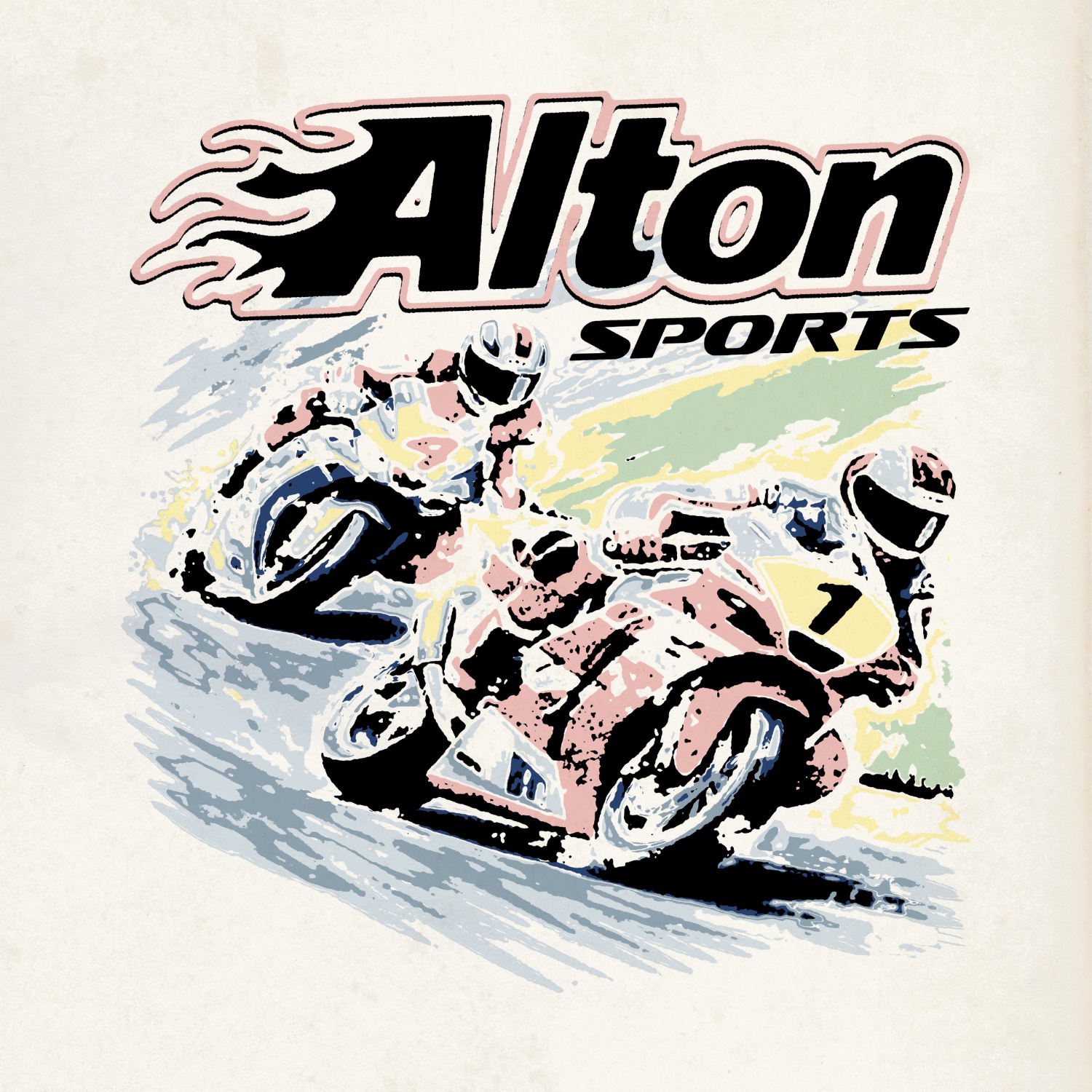 Alton Sports motorcycle racing graphic
