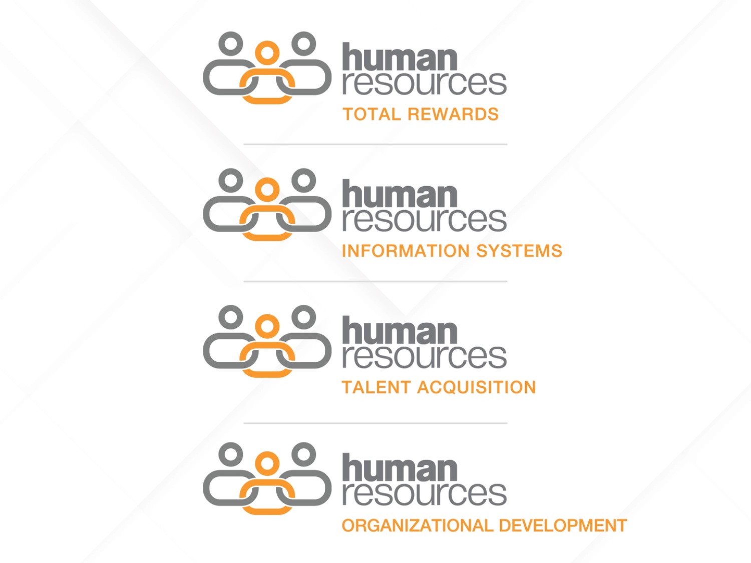 Crown HR department sub-brands — Total Rewards, Information Systems, Talent Acquisition, Organizational Development