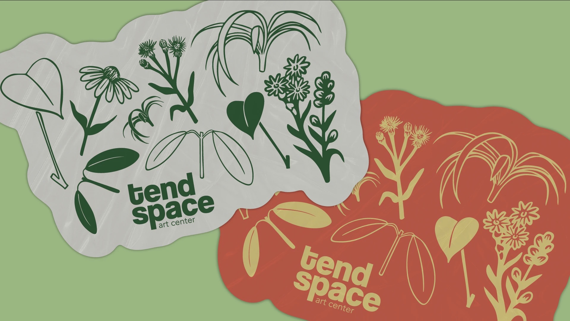 Tend Space botanical sticker and pattern system